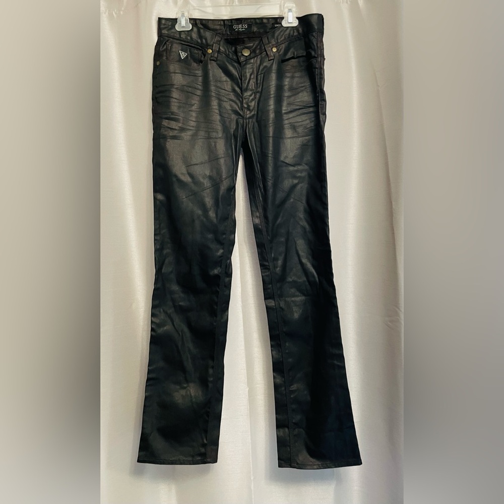 GUESS Men’s Black Coated Denim Jeans